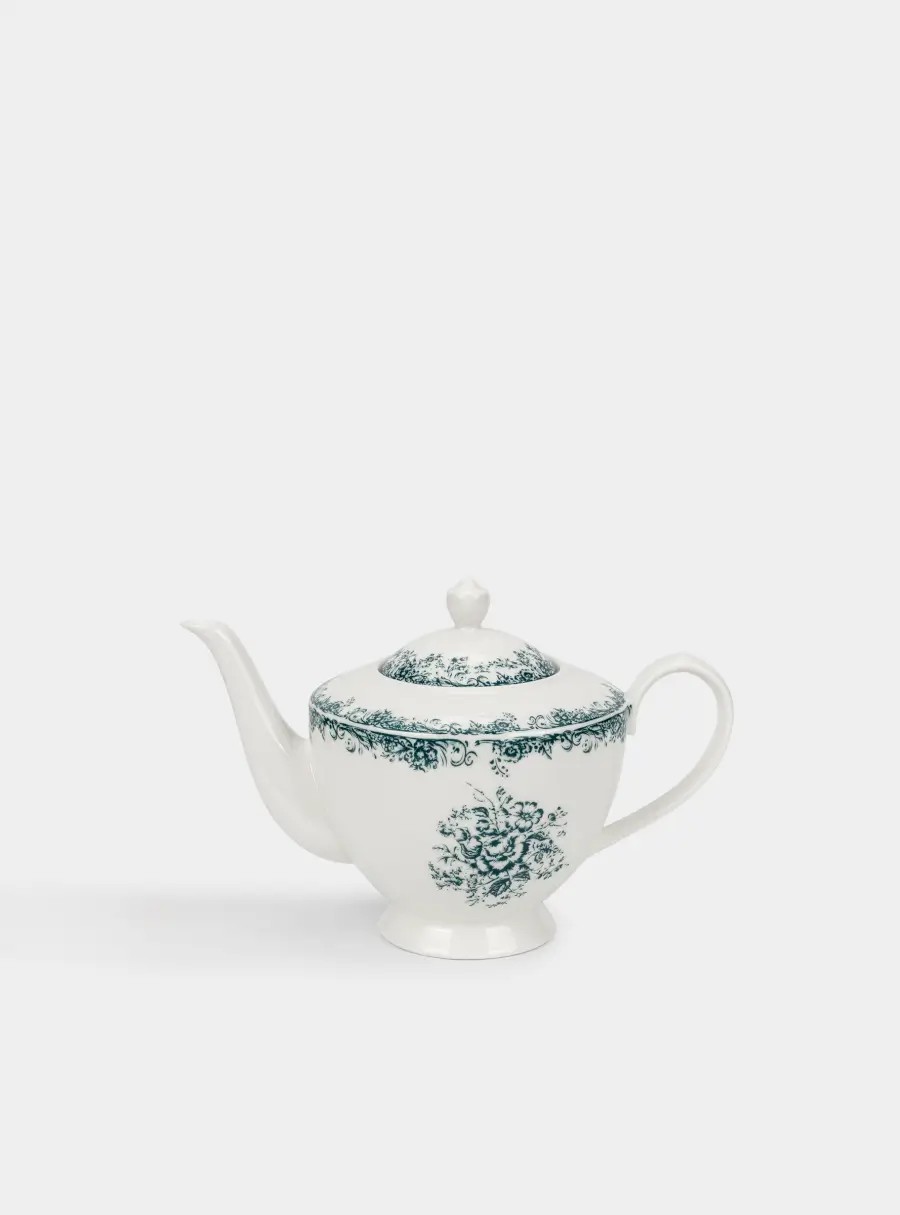 Чайник заварочный, 1,1л, фарфор, бело-синий, Rosetta