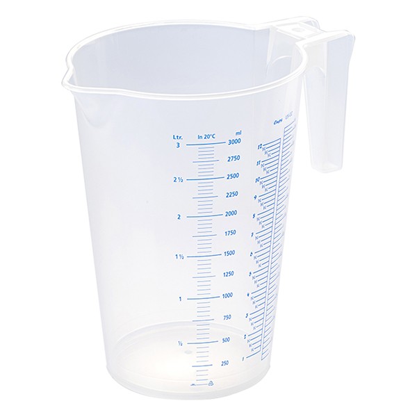 Стакан мерный с ручкой, пластик, 3 л, прозрачный