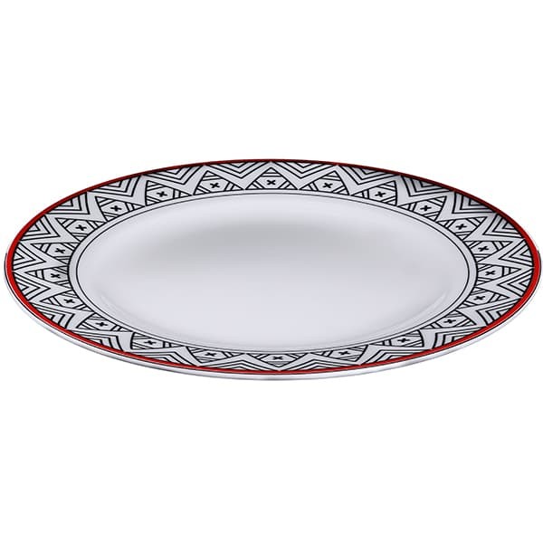 Тарелка «Мезень» Классик Геометрия плоская, фарфор, 300 мм, белый, красный