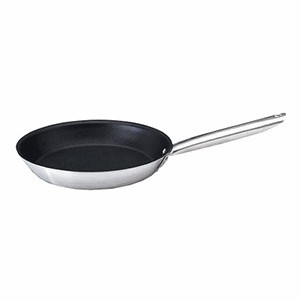 Сковорода, сталь нерж.,тефлон, D=28,H=5,L=52см, металлич.,черный