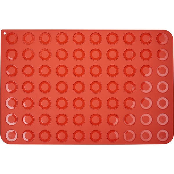 Лист кондитерский для 70 пирожных макарон, силикон, 58,5✕38,6 см, красный Лист кондитерский для 70 пирожных макарон, силикон, 58,5✕38,6 см, красный