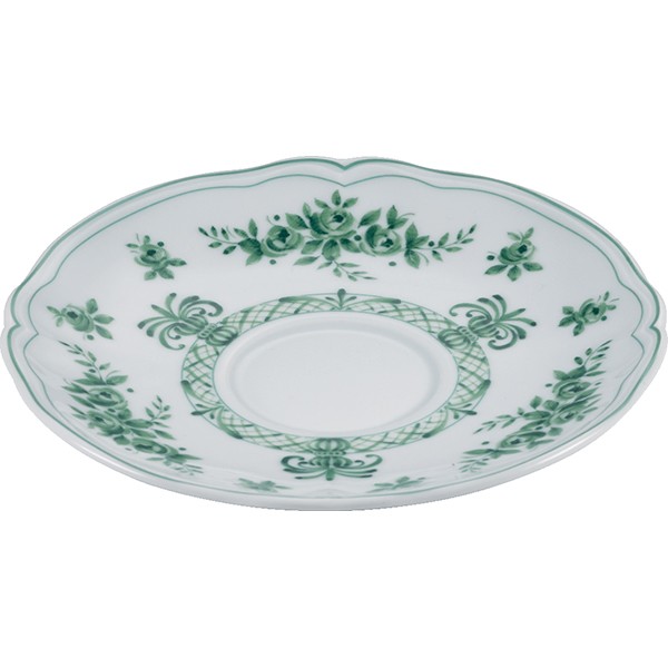 Блюдце «Нео Антирос», фарфор, 15 см, белый, зелёный