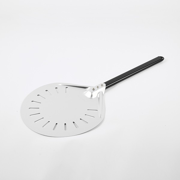 Лопата для пиццы поворотная перфорированная, алюминий, 30 см, цвет металл, черный