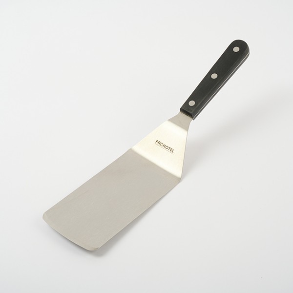 Лопатка кухонная изогнутая, нержавеющая сталь, полиоксиметилен, 308✕75✕1,2 мм, черный