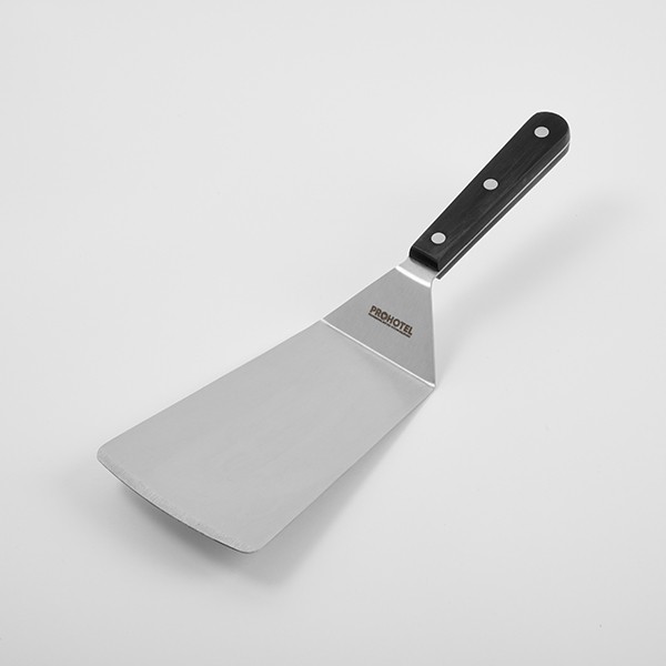 Лопатка кухонная изогнутая, нержавеющая сталь, полиоксиметилен, 295✕96✕1,5 мм, черный