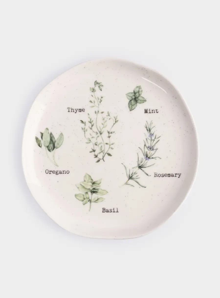 Тарелка закусочная, 19 см, костяной фарфор, белая, в крапинку, Приправы, Herbarium new