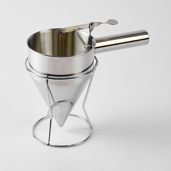 Воронка -дозатор кондит. с клапаном на подставке, нержавеющая сталь, 13,5 см