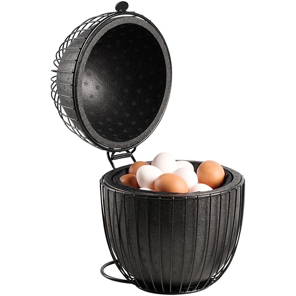 Корзина для яиц, полиуретан, металл, 23 см, черный