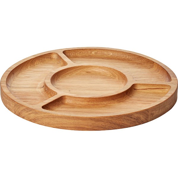 Менажница 4 секции круглая, дуб, 300 мм, деревянный