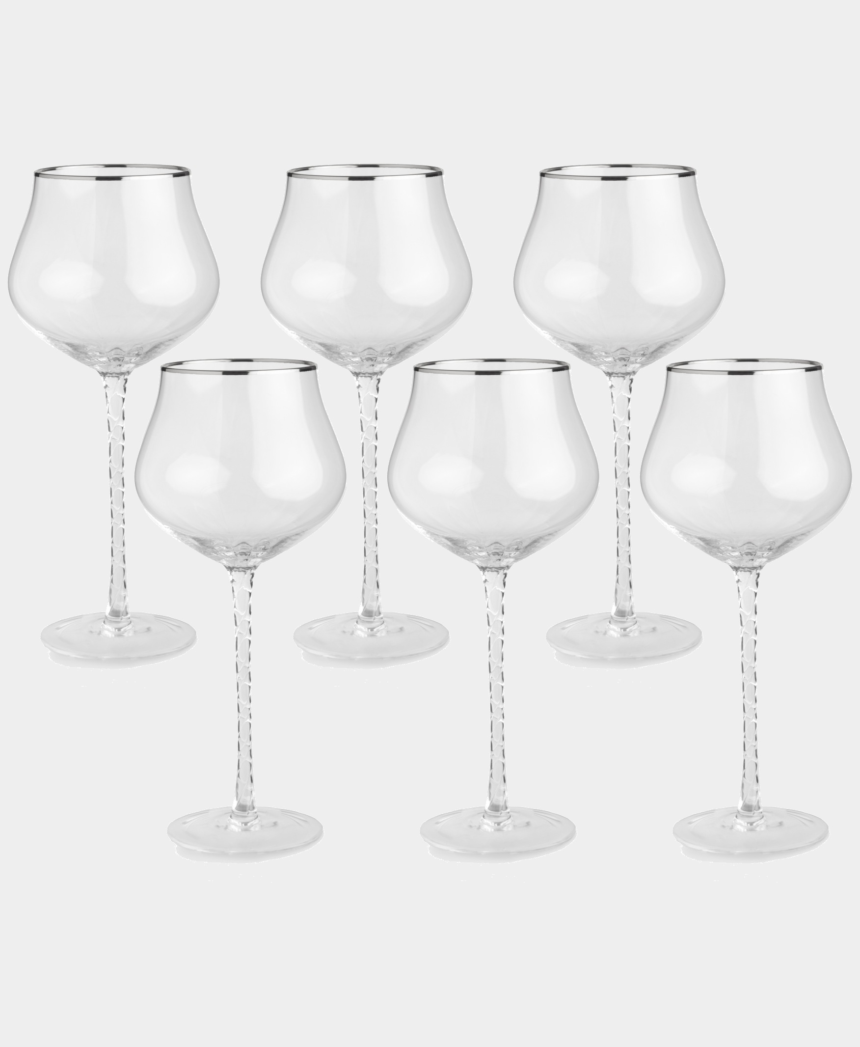 Набор 6 бокалов для вина, 580 мл, стекло, с серебристым кантом, Rhapsody