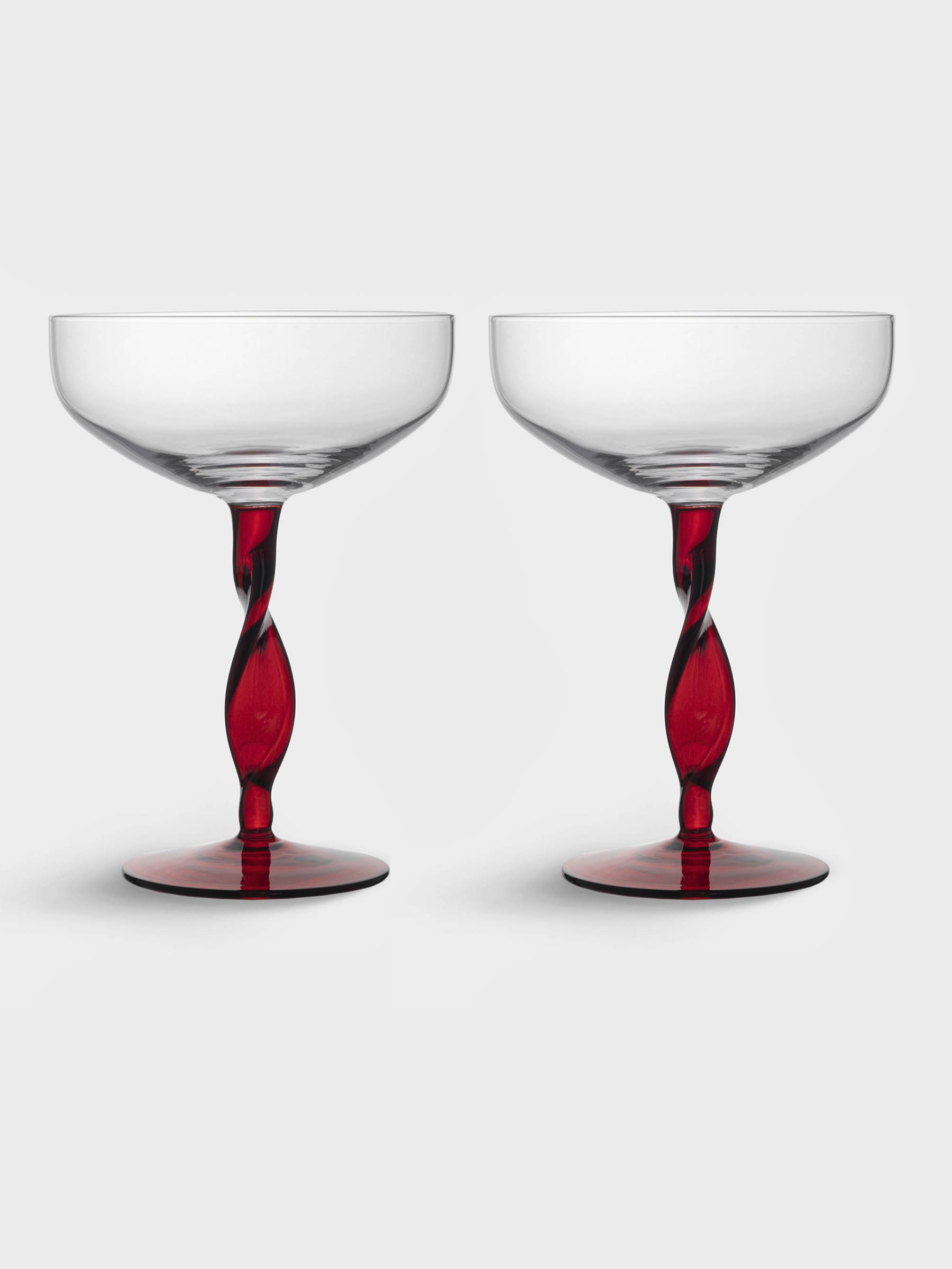 Бокал-креманка для шампанского, 370 мл, 2 шт, стекло, красная ножка, Villalago Бокал-креманка для шампанского, 370 мл, 2 шт, стекло, красная ножка, Villalago