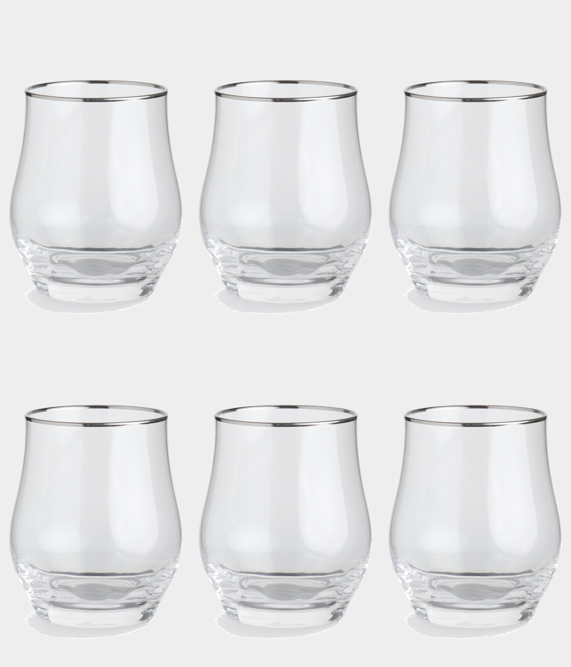 Набор 6 стаканов, 350 мл, стекло, с серебристым кантом, Rhapsody