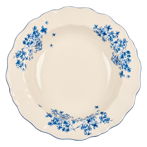 Тарелка глубокая «Фиори» для супа, фарфор, 24 см, цвет слоновая кость, синий