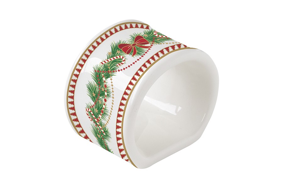 Кольцо для салфеток, 4,5 см, 4 шт, фарфор P, белое, Новогодняя гирлянда, Magie de Noel