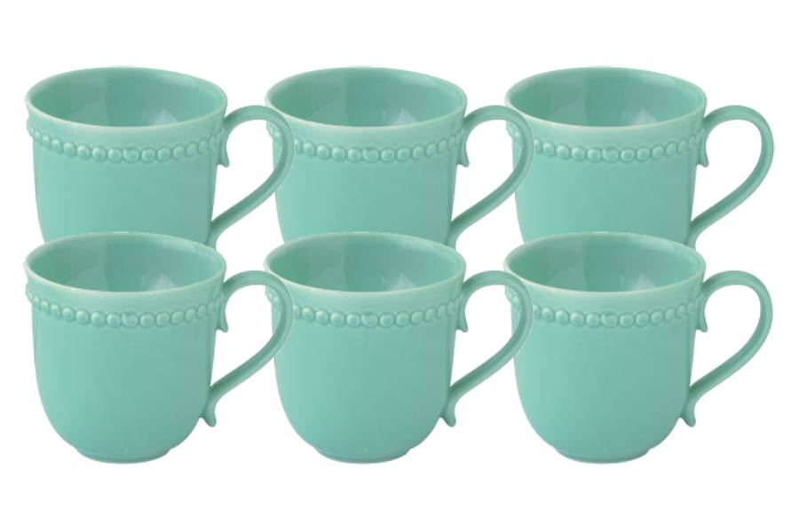 Набор 6 кружек Tiffany, аквамарин, 0,35л