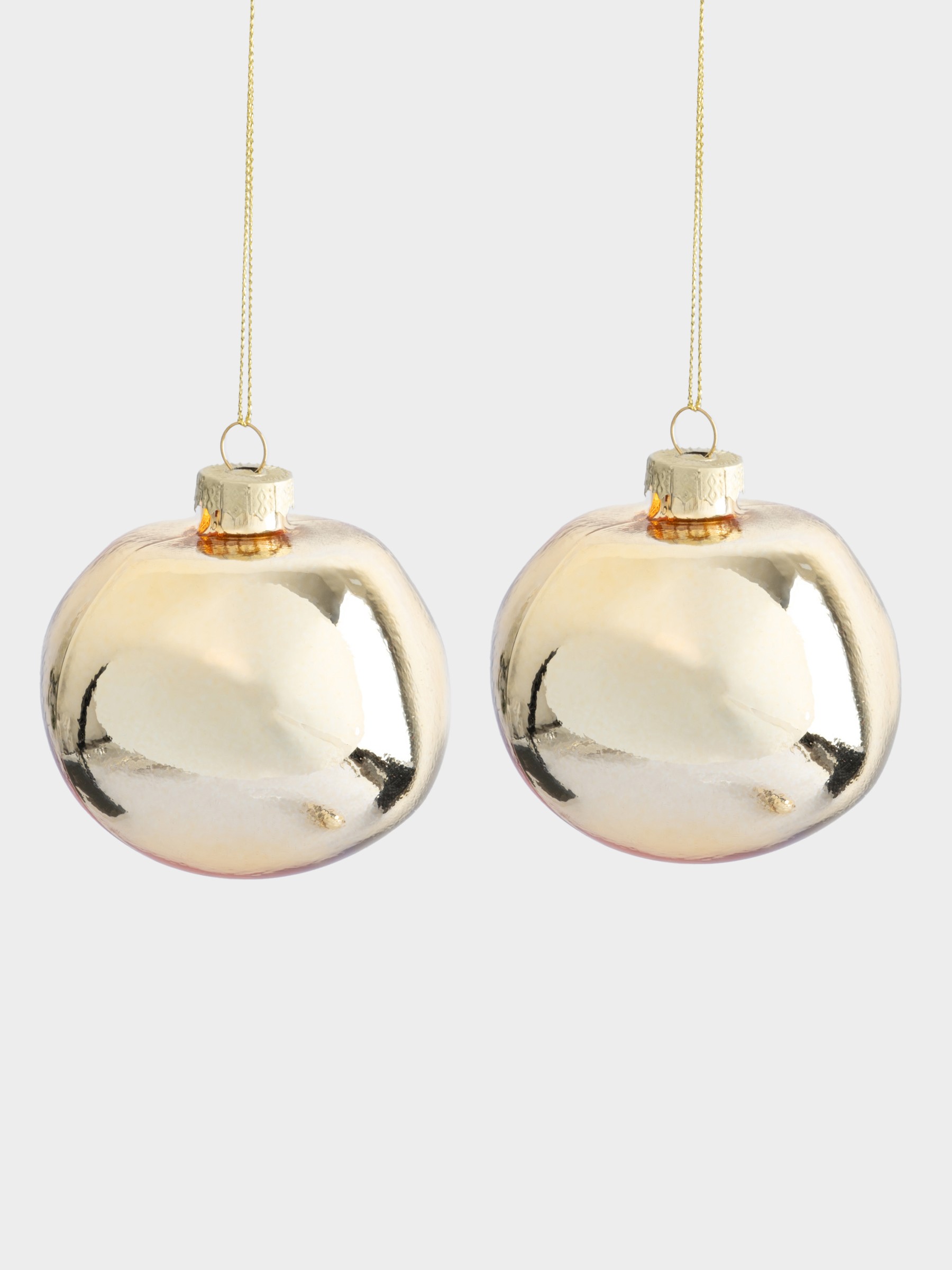 Игрушка елочная, 8 см, 2 шт, стекло, золотистая, Абстрактный шар, New year