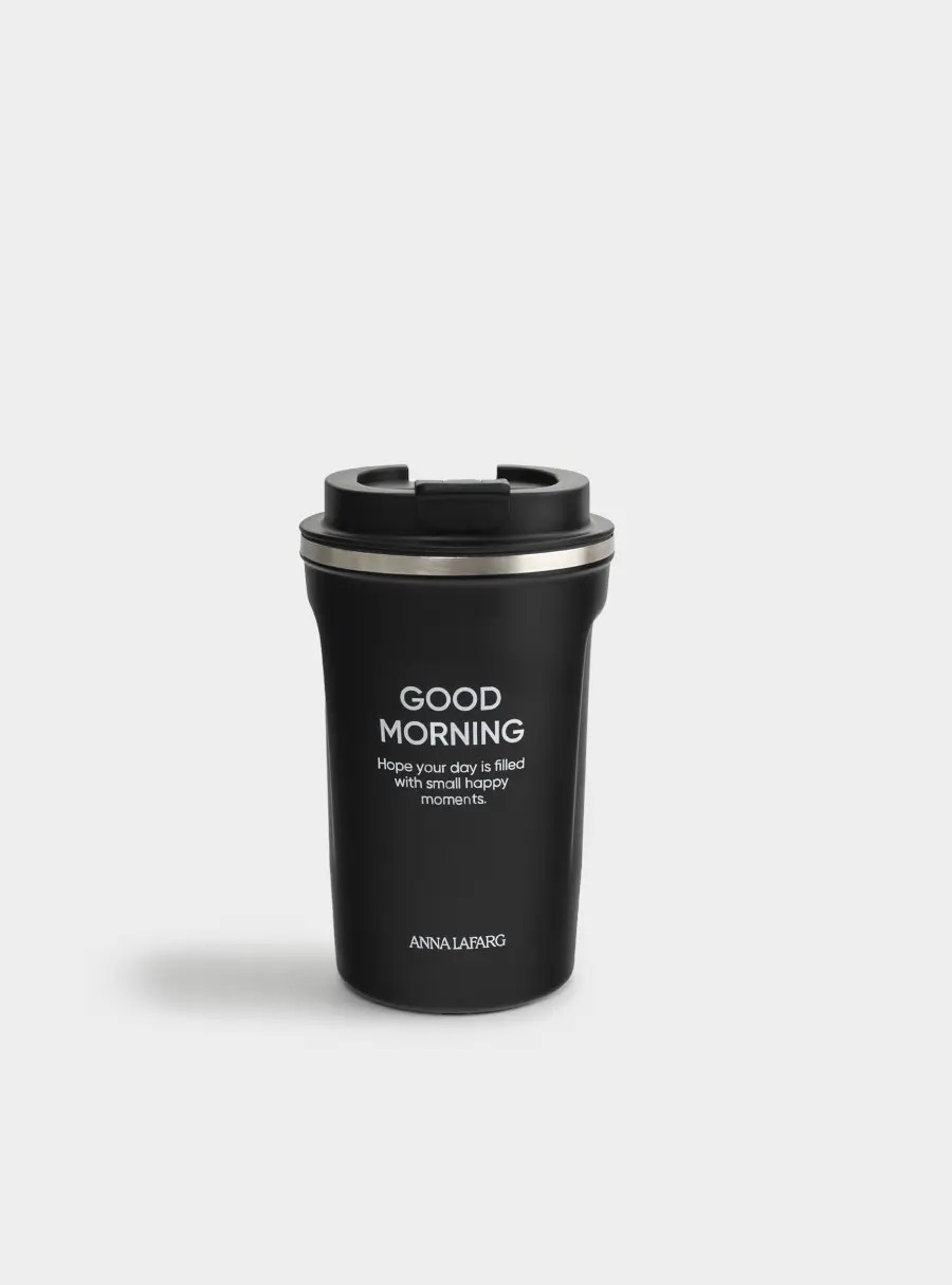 Термокружка, 380 мл, сталь/пластик, черная, Жизнь начинается с кофе, Coffee lover