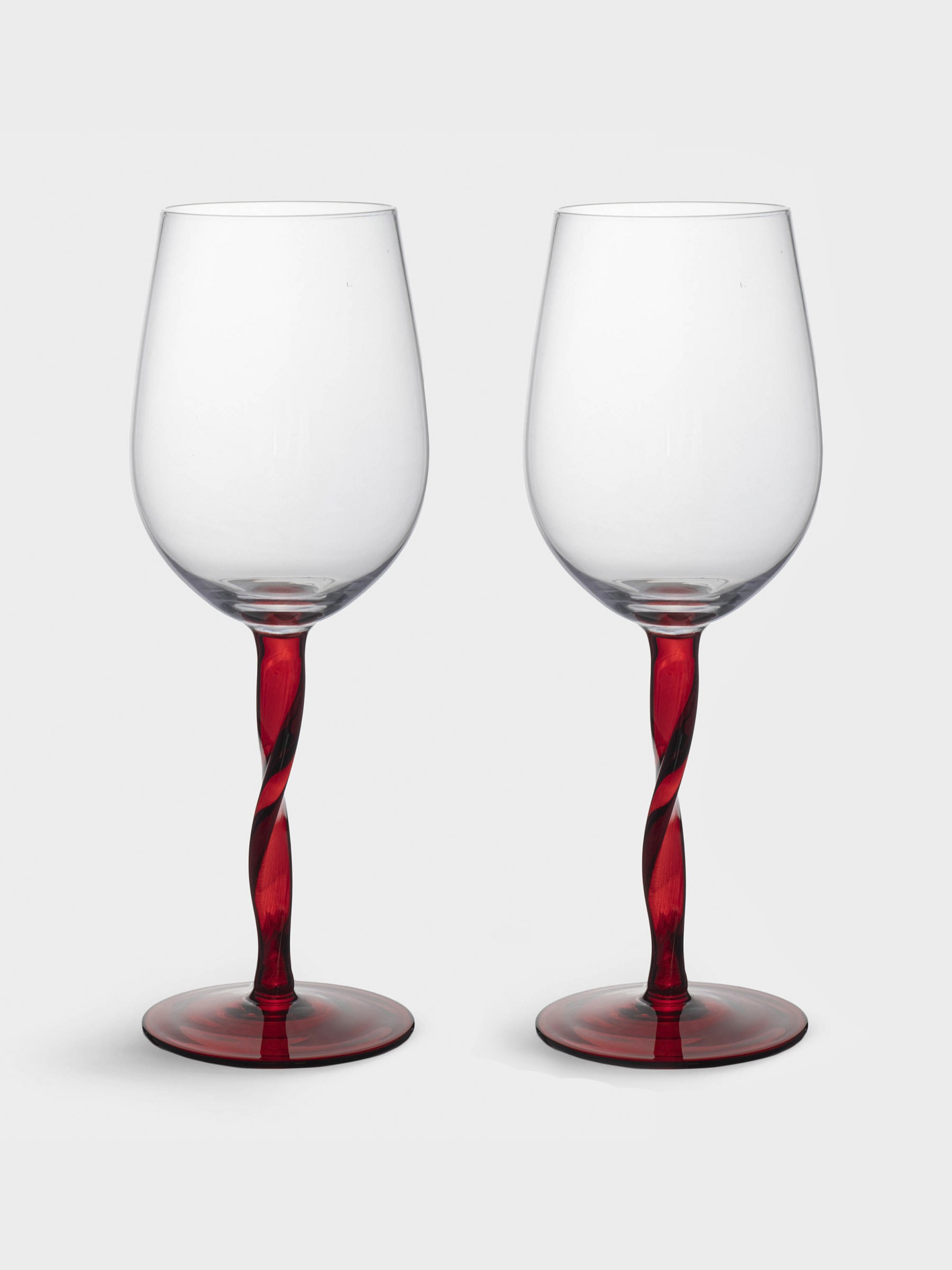 Бокал для вина, 540 мл, 2 шт, стекло, красная ножка, Villalago