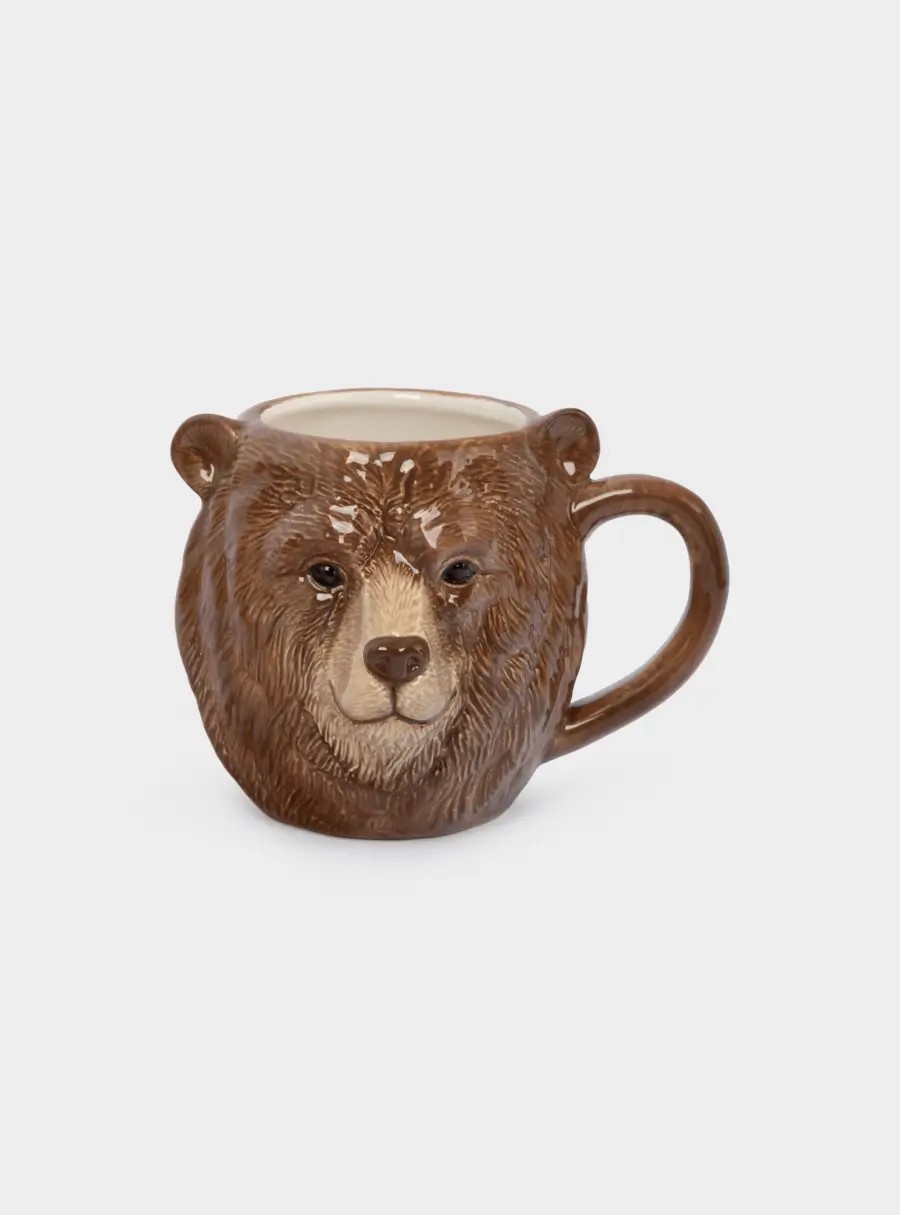 Кружка, 540 мл, керамика, коричневая, Медведь, Manly